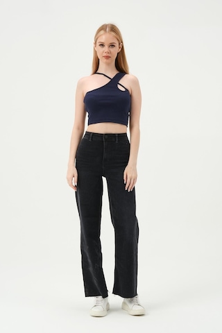 Quhox Kadın Askılı Crop Kaşkorse İndigo