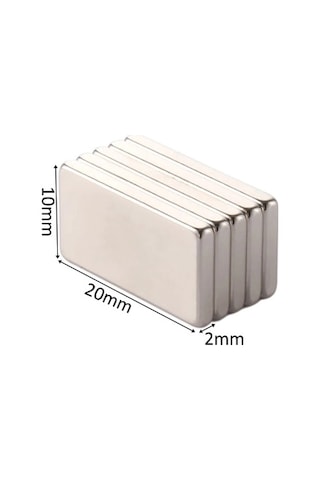 5 Adet 20X10X2 Süper Güçlü Neodyum Mıknatıs Magnet