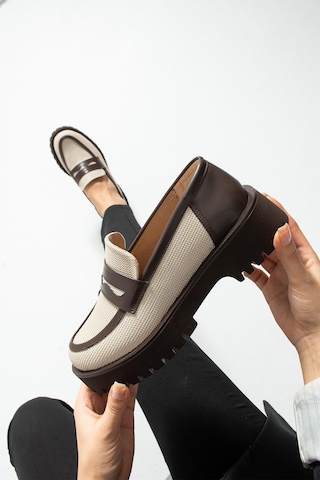 Kadın Yüksek Taban Günlük Loafer Vela - Bej Ve Kahverengi Bej Ve Kahve