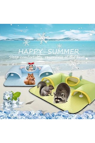 Honeybeeshop Latex Kedi Tüneli Yatak 33.46x27.56inch Monster 3 Açıklıklı Rahat Yaz Matı 1-8kg Kedi Tavşan Hamster İçin Dayanıklı Polyester