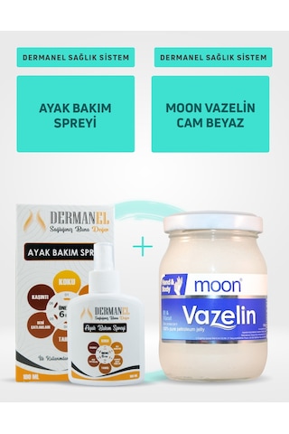 Dermanel Ayak Bakım Spreyi 100 ML + Moon Vazelin Cam Beyaz 140 G
