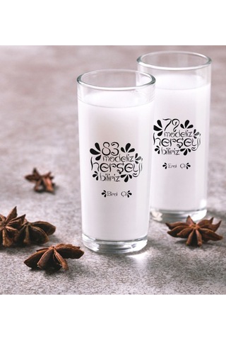 Kişiye Özel Renkli Baskılı Her Şeyi Biliriz İkili Rakı Bardağı Seti-1