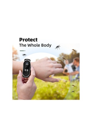 Symbee Siyah Ultrasonik Uyku/ Bahçe/ İç Mekan Modlu Uçucu Kovucu Bileklik - Saat Ve Adım Sayımı Özellikli, Çocuk & Yetişkin İçin Dış Mekan Koruyucu