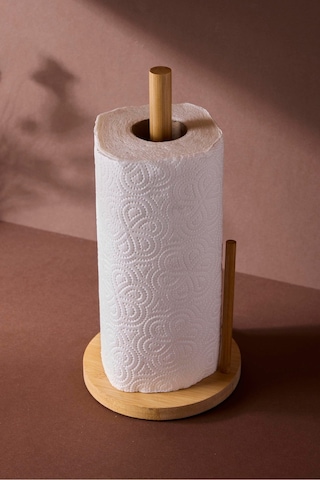 Bambu Yuvarlak Kağıt Havluluk 14 Cm Pratik Kullanım Ergonomik Mutfak Havluluğu Kahverengı Kahverengi