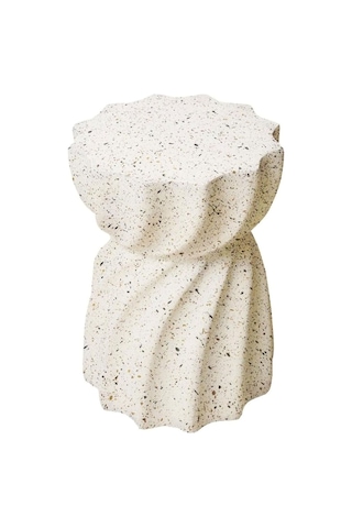 Yuvarlak Yan Sehpa, Magnezyum Oksit, Beyaz, 48.5 Cm, Şık & Dayanıklı Çok Renkli