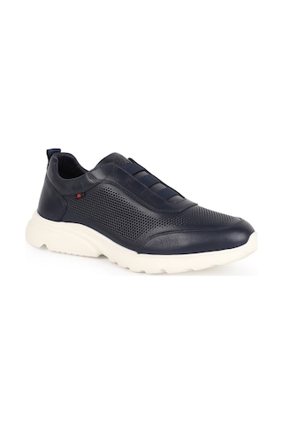 Libero Erkek Sneaker Ayakkabı Hakiki Deri Antik Slip-on Bağcıksız Delikli Hafif Kalın Eva Taban L6002 Lacivert