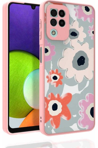 Samsung Uyumlu Galaxy M22 Kılıf Desenli Kamera Korumalı Parlak Zore Nora Kapak NO5