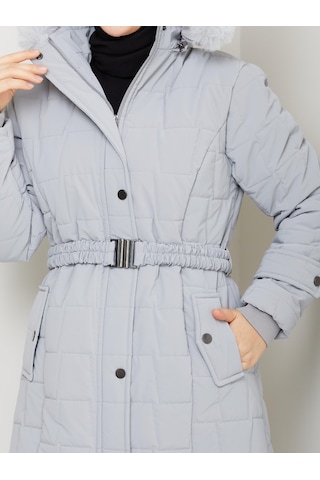 Eslemnur Nova Kumaş Şişme Mont 100cm Gri