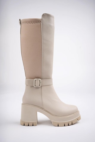 Muggo Arongo Garantili Kemer Detaylı Fermuarlı Platform Topuklu Kadın Bot 001