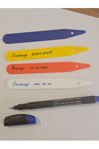 Bitki Etiketi 1,5 12,5cm Sarı 100 Adet Ve Mavi Asetatlı Kalem Ta