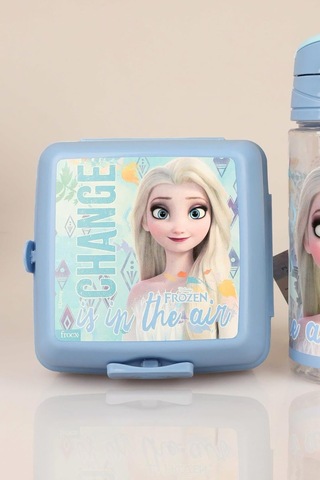 Dekomus Lisanslı Mavi Karlar Ülkesi Elsa Frozen Koleksiyonu Beslenme Kabı Ve 500 Ml Tritan Matara Seti Genel