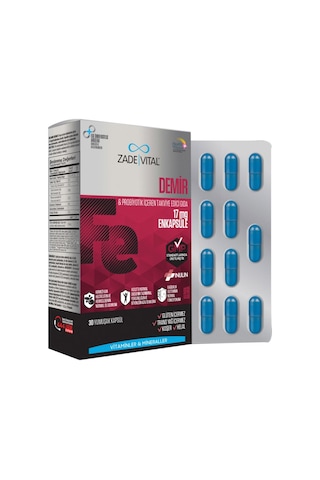 Zade Vital Demir Ve Prebiyotik Içerikli Takviye Edici Gıda 30 Kapsül