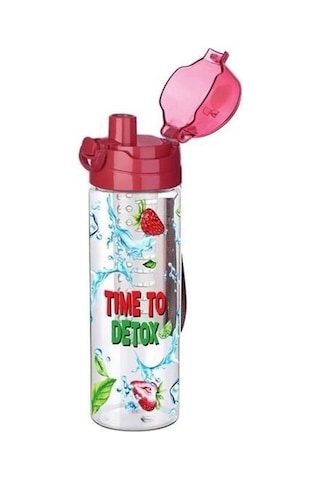 Tutma Saplı Kilitli Kendiliğinden Süzgeçli Kolay Taşınabilir Detoks Sporcu Diyet Matarası Şeffaf