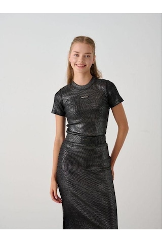 Kız Çocuk Kaşkorse Uzun Kalem Etek-15349 Füme