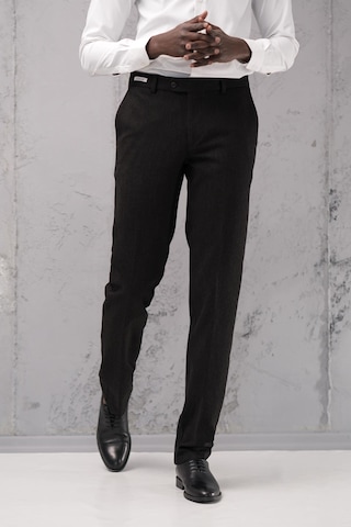 Ecer Regular Fit Düz Kalın Kışlık Gabardin Yan Cepli Pantolon Siyah