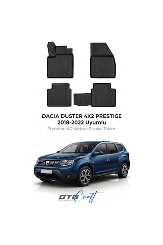 Otocraft Dacia Duster 4x2 Prestige 2018-2022 Araca Özel 4d Karbon Oto Paspas Havuzlu Tam Set