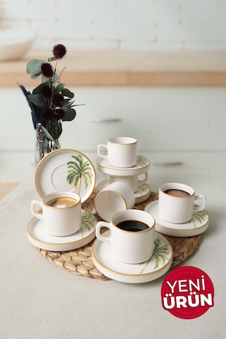 Keramika Bronze Palmiye Stackable Çay Takımı 12 Parça 6 Kişilik Çok Renkli