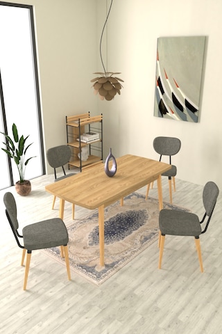 Vilinze Deniz Sandalye Avanos Ahşap Mdf Açılır Mutfak Masası Takımı - 70x120+30 Cmavns-70120ak-nn-deniz-d33-naturel-sgmgri Gri