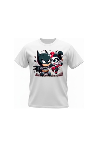 Urbantrendstore Unisex Batman Anime Oversize Fit Rahat Geniş Salaş T-shirt Günlük Tişört Beyaz