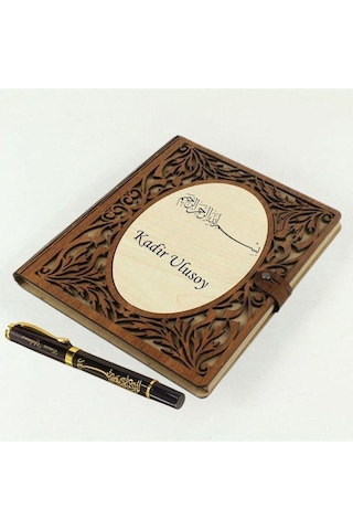 Kişiye Özel Besmele Tasarımlı Akordiyon Defter Ve Tükenmez Kalem