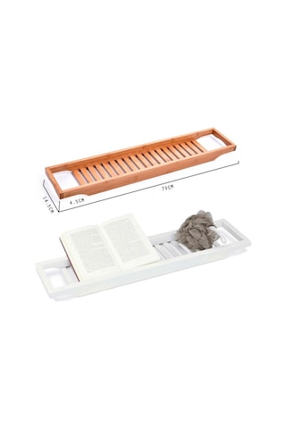 Sones Bambu Kaymaz Küvet Rafı Çok Amaçlı Raf, Renk: Beyaz Diğer