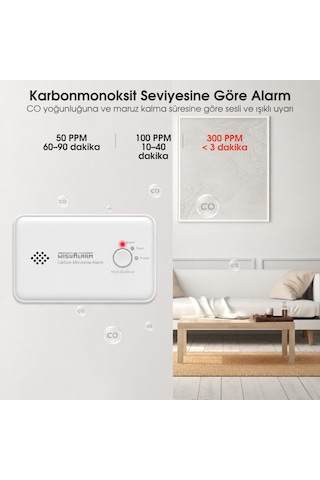 Wisualarm C03 Karbonmonoksit Dedektörü 10 Yıl Pil Ömrü 85 Db Alarm