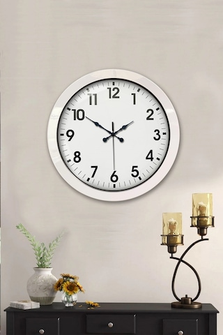 36 Cm Beyaz Metal Standart Duvar Saati Çok Renkli