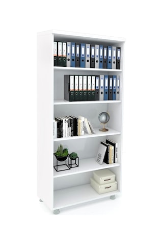 Modüler Dünyası Büyük Boy Kitaplık Dosya Dolabı Beyaz - 80X35X188 Beyaz