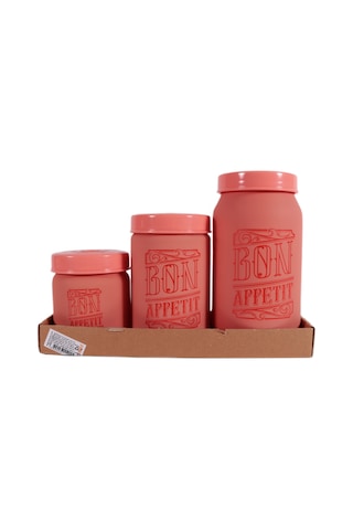 Herevin 171601-802 Desenli Kavanoz Seti 3'lü 425-660-1000 Ml Pembe