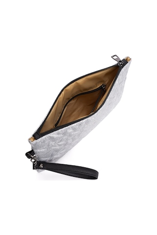 Newish Polo Kadın Simli Yıldız Desenli Bilek Askılı Portföy/clutch El Çantası Gri