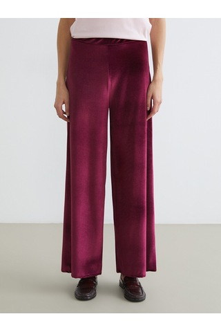Lcwaıkıkı Basic Bordo Beli Lastikli Geniş Paça Kadın Kadife Pantolon