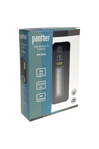 Panther Pt-974 Usb Şarjlı El Feneri Siyah