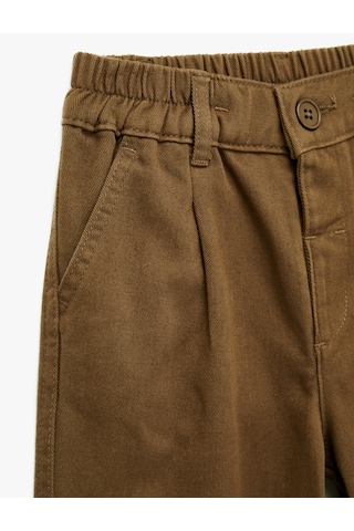 Koton Düğmeli Gabardin Kumaş Pamuklu Havuç Kesim Pantolon Kahverengi 7wmb40008tw Kahve