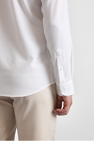 Süvari Ekru Slim Düğmeli Yaka Casual Gömlek Gm1008400366-bj1