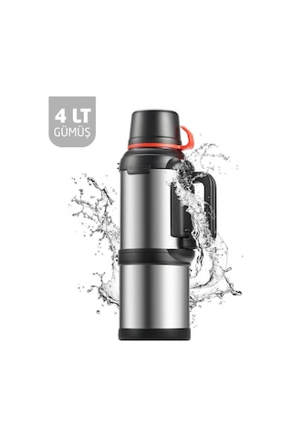 Kampcı Paslanmaz Çelik Termos 4 Litre 48 Saat Sıcak-soğuk Silver 9009 Gümüş