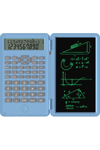 Silinebilir Yazı Tahtası İle Bilimsel Hesap Makinesi 240 Fonksiyon 2 Hatlı Lcd Ekran Katlanabilir Finans Matematik Hesap Makinesi Ortaokul Lise Üniversite Öğrencileri İçin Gökyüzü Mavisi Açık Mavi
