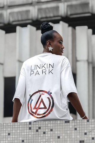 Sevbano Linkin Park Sırt Baskılı Unisex Oversize Müzik Grubu Tişört Beyaz