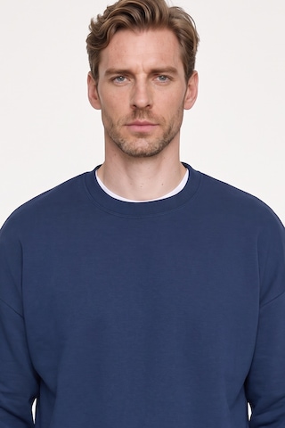 AC&Co / Altınyıldız Classics Erkek Lacı Oversize Fit Bol Kesim Pamuklu İçi Polarlı Bisiklet Yaka Sweatshirt Lacivert