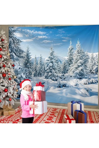 Kar Sahne Noel Goblen Polyester Blacklight Goblen, Oturma Odası Yatak Odası Ofis Ev Dekor Için Duvar Asılı