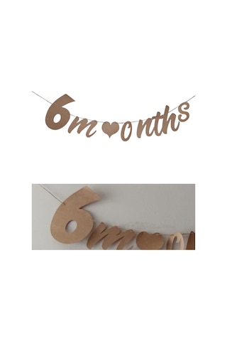 Elyazılı 6 Months Yarım Yaş Kraft Retro Banner Süs Standart