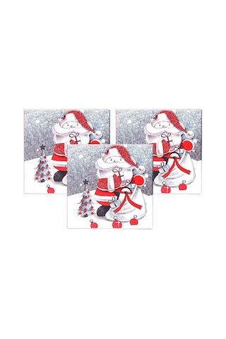 Yılbaşı Noel Baba Ve Çam Ağacı Motifli Hediye Kutusu Küçük Set 3'lü