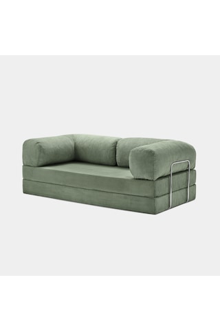 Nestime 200x100 Comfortnest Kanepe / Aktivite Koltuğu / Yatak 50 Dns Dayanıklı Orta Sert Sünger, Çıkarılabilir Kılıf, Pati Dostu Fitilli Kadife Kumaş Yeşil