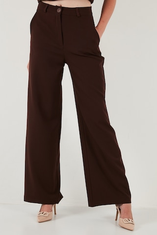 Lela Wide Leg Orta Yüksek Bel Bol Paça Kumaş Bayan Pantolon 6522974 Kahve