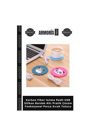 Karbon Fiber Isıtma Pedli Usb Silikon Bardak Altı Pratik Çözüm Fonksiyonel Parça Sıcak Tutucu