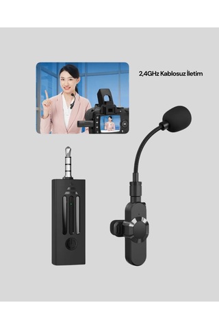 Bfs 360 Kablosuz Yaka Mikrofonu Gürültü Engelleme, 60m Menzil, Type-c Şarjlı