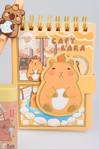 X Dekomus Capybara 3d A7 Not Defteri, Silgi Ve 0.7 Mm Uçlu Kalem 2'lisi Altın