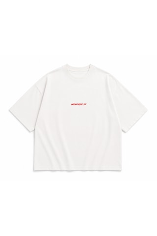 Montree Ms Baskılı Oversize %100 Pamuk Premium Tişört Beyaz