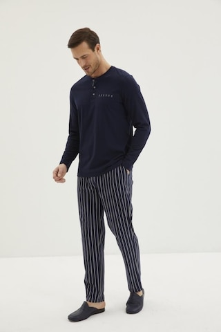 Kiğılı 3'lü Klasik Patlı Çizgili Triko Roblu Pijama Takımı 001
