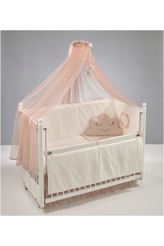 Meltem Kids Motto Pudra Nakışlı Pamuklu Bebek Uyku Seti 60 x 120 CM Pembe