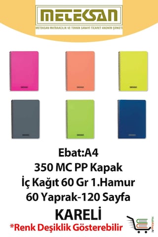 Karina 60 Yaprak Kareli Pp Kapak Pastel Mix Renksiz